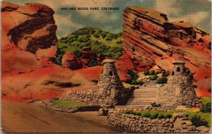 Red Rocks Park Colorado CO Linen Postcard UNP VTG Metrocraft Unused Vintage 