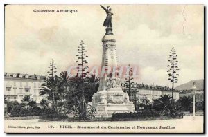 Postcard Old Nice Monument Centennial and New Gardens
