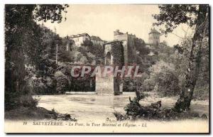 Old Postcard Sauveterre Bridge the Monreal Tower and Church