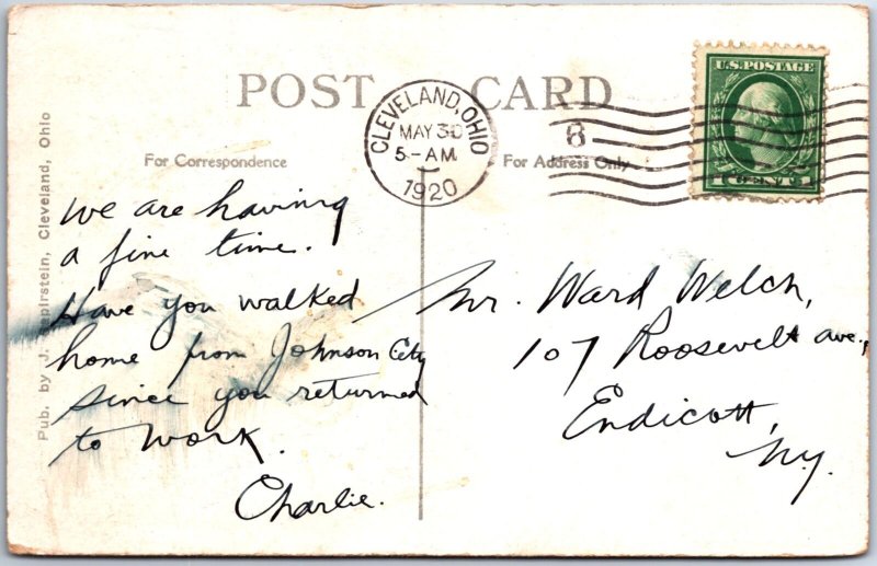 VINTAGE POSTCARD EUCLID AVENUE AT CLEVELAND OHIO MAILED 1920 (some imperfection)