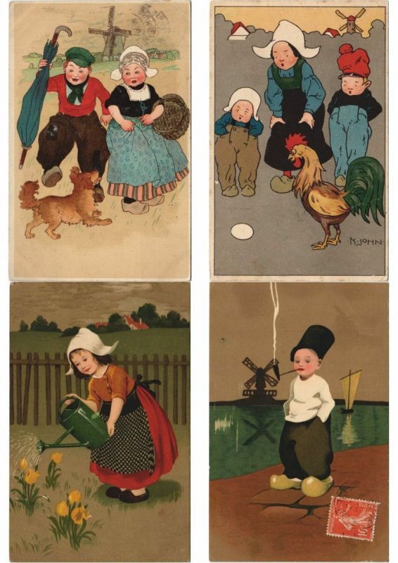 ARTIST SIGNED DUTCH FOLKLORE Mostly LITHO Pre-1930 400 Vintage Postcards (L3153)