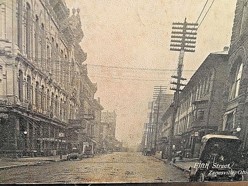 Postcard  Street View of Fifth Street, Zanesville, Ohio 1910   Y4