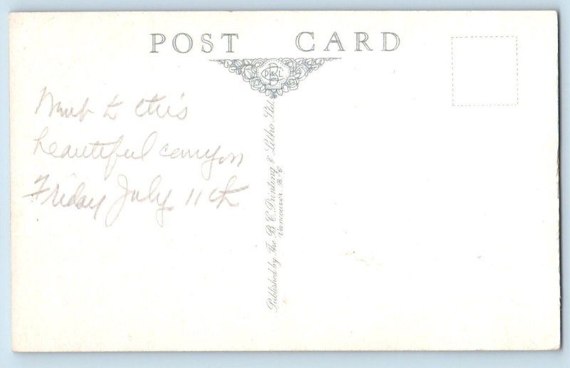 Jasper National Park Alta Canada Postcard Maligne Gorge Below Falls c1930's