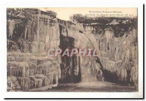 Frontiere Franco Suisse Old Postcard Jumping the Doubs gele (27m high)