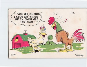 Postcard Love/Romance Greeting Card with Quote and Duck Chicken Art Print