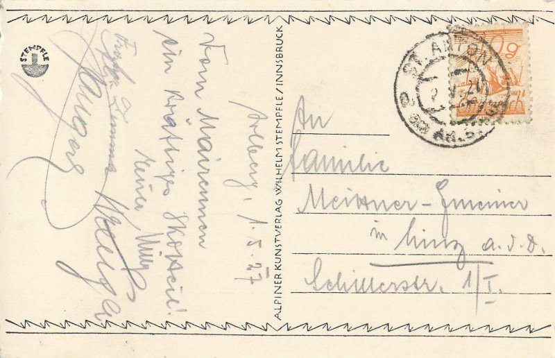 Mountaineering Austria photo postcard St. Christoph Arlberg Winter 1924