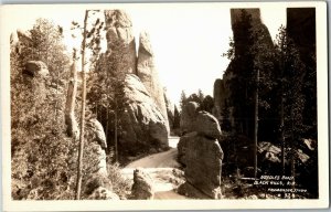 RPPC Scene on Needles Road, Black Hills SD Vintage Postcard D23