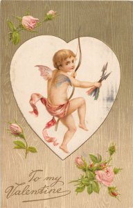 J58/ Valentine's Day Love Holiday Postcard c1910 Cupid Arrows 146