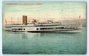 Albany Hudson River Day Line Steamer Ship NY New York Postcard (AB12)
