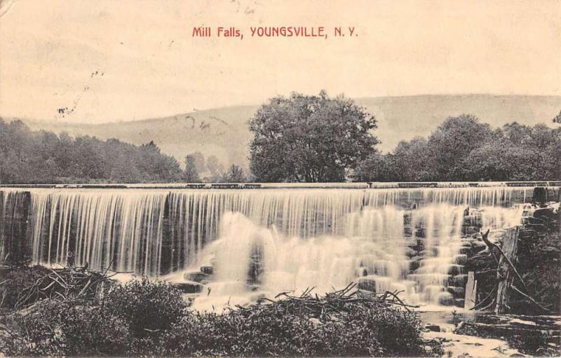 Youngsville New York Mill Falls Scenic View Antique Postcard K61969