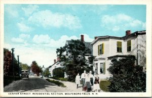 Vtg Wolfeboro Falls NH View of Center Street Residential Section 1920s Postcard
