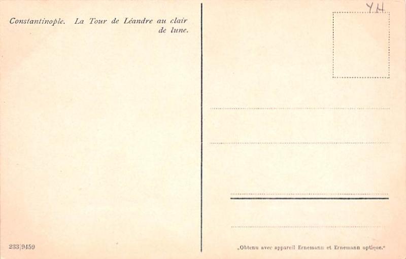 Constantinople Turkey Postcard La Tour de Leandre au clair de lune Constantin...