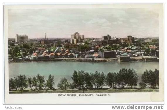 Colorized RPPC,  Bow River and Calgary, Alberta, AB, Real Photo by Sutton