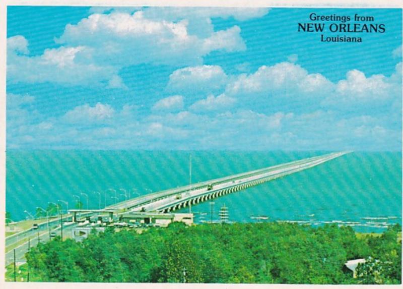 Louisiana New Orleans Greetings Showing Lake Ponchartrain Bridge