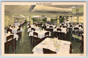 1940-50's CHRIS' SEAFOOD RESTAURANT OCEAN CITY NJ DINING ROOM INTERIOR POSTCARD