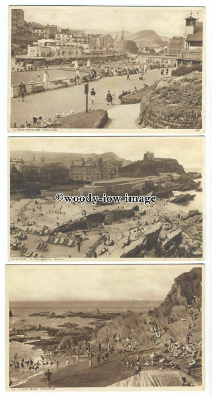 tb0247 - Devon - All of Various Beach Scenes around Ilfracombe - 3 postcards