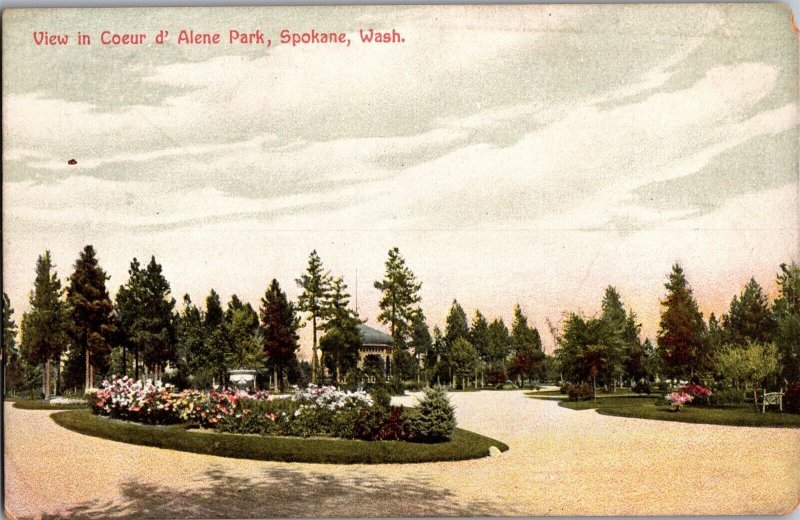 View in Coeur d'Alene Park, Spokane WA Vintage Postcard L54 