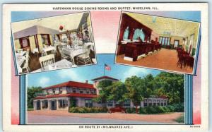 WHEELING, Illinois IL   roadside HARTMANN HOUSE Dining Rooms & Buffet  Postcard