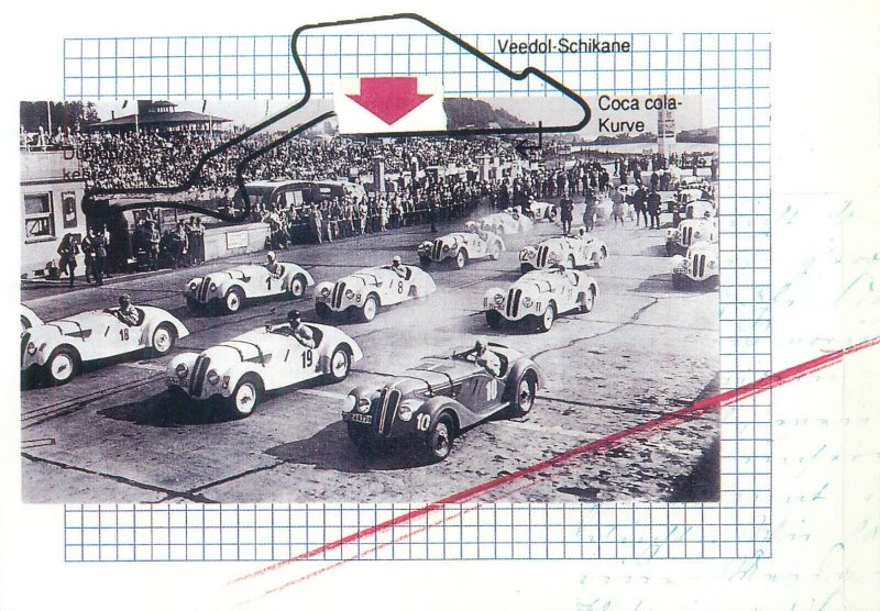 BMW Mobile Tradition 328 Roadster race start at Nürburgring postcard