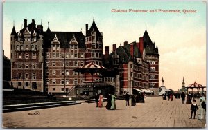 Chateau Frontenac And Promenade Quebec Canada Historical Hotel Street Postcard