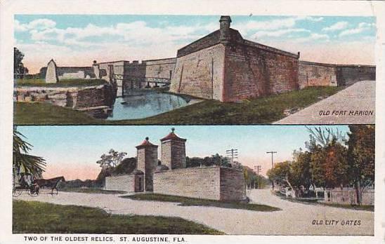 Florida Saint Augustine Two Of The Oldest Relics Old Fort Marion Old City Gat...