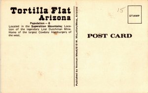 Howdy from Tortilla Flat AZ Superstition Mountains Vintage Postcard F77