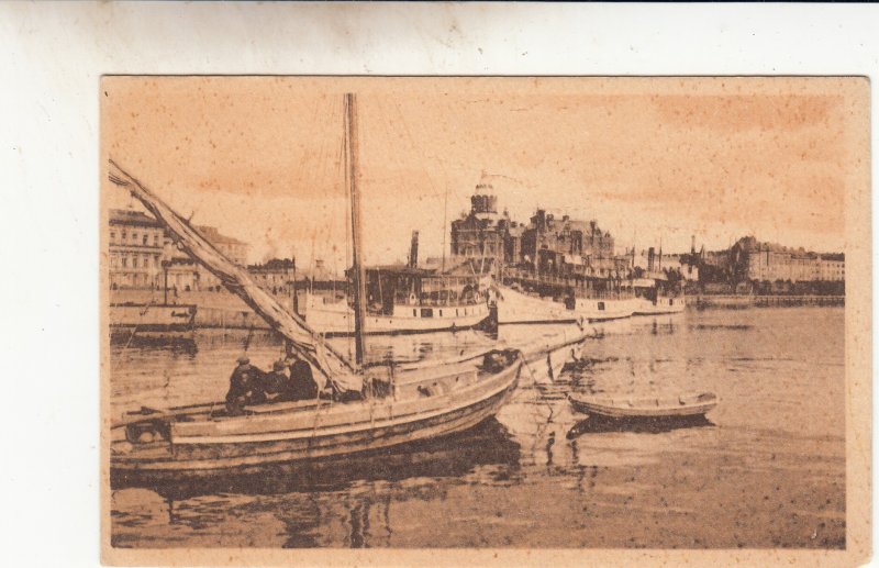 P1860 old postcard helsinki, eteld satama boats harbor view finland