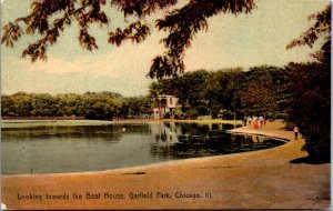 USA Looking Towards Boat House Garfield Park Chicago Illinois Postcard 09.96