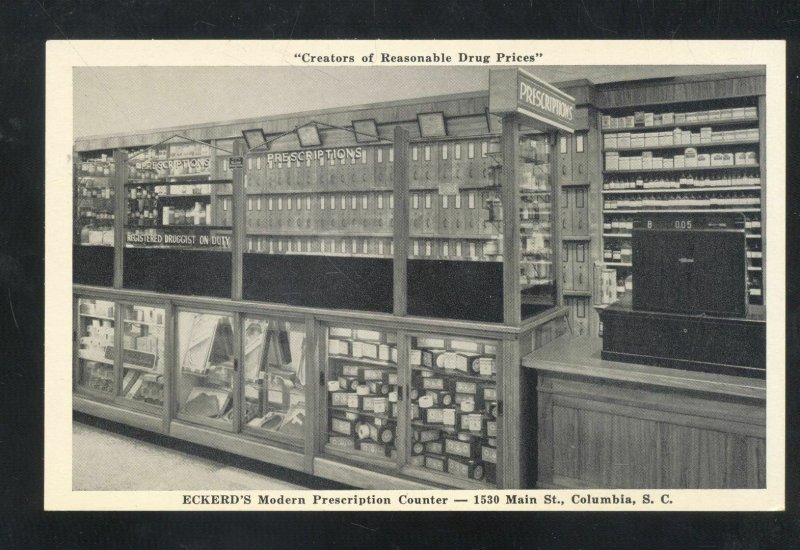 COLUMBIA SOUTH CAROLINA ECKERD'S DRUG STORE COUNTER VINTAGE POSTCARD