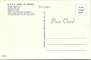 Vtg QTEV SS Queen Of Bermuda Ocean Liner Furnace Lines Unused Postcard