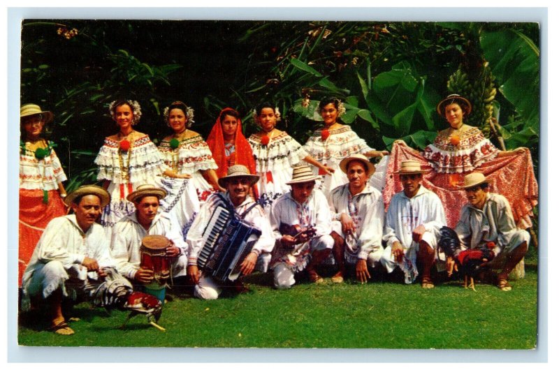 c1960's Conjunto Tipico Cajar with Polleras and Montunos Panama Postcard