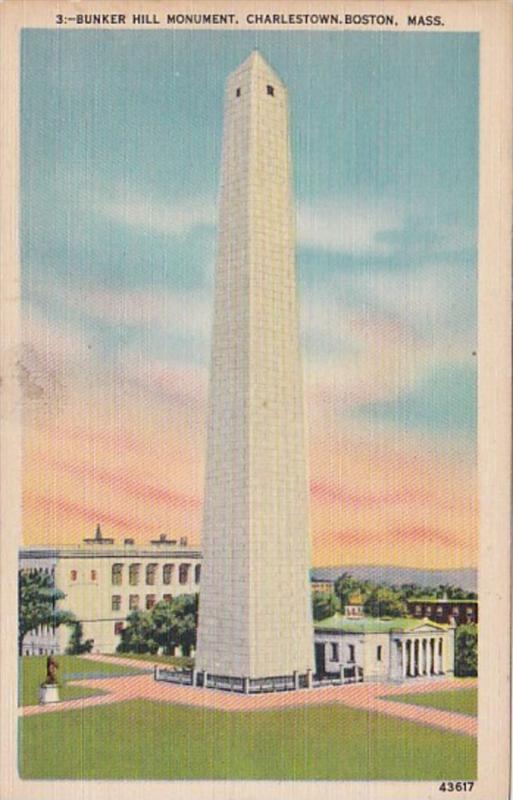 Massachusetts Boston Charlestown Bunker Hill Monument 1942