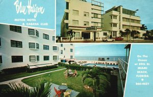 Miami Beach Florida, 1970 Blue Horizon Motor Hotel & Cabana Club Old Postcard