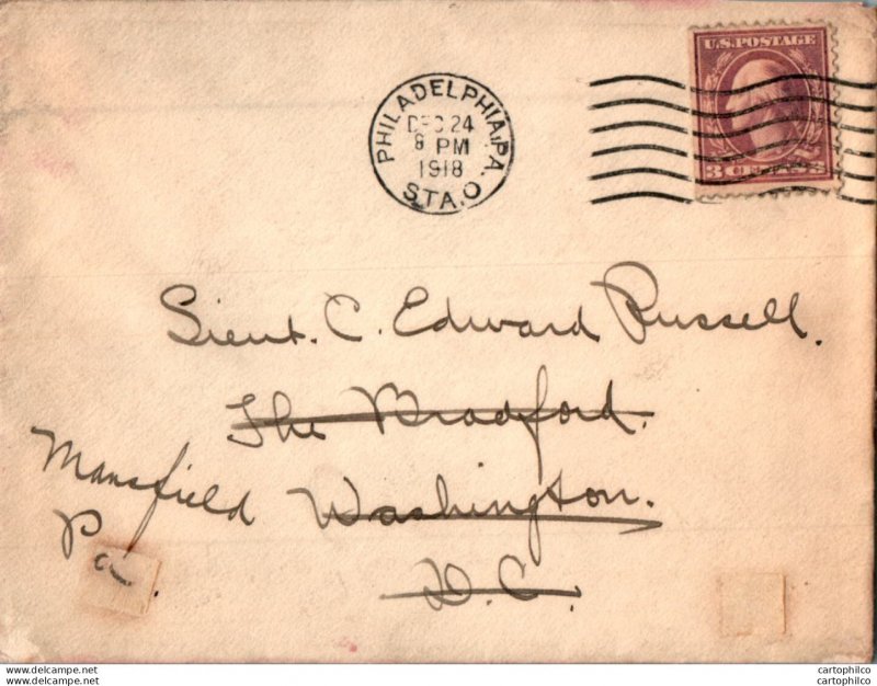 US Cover 3c Philadelphia 1918  for Mansfield Pa