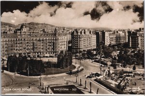 Spain Barcelona Plaza Calvo Sotelo Vintage RPPC C102
