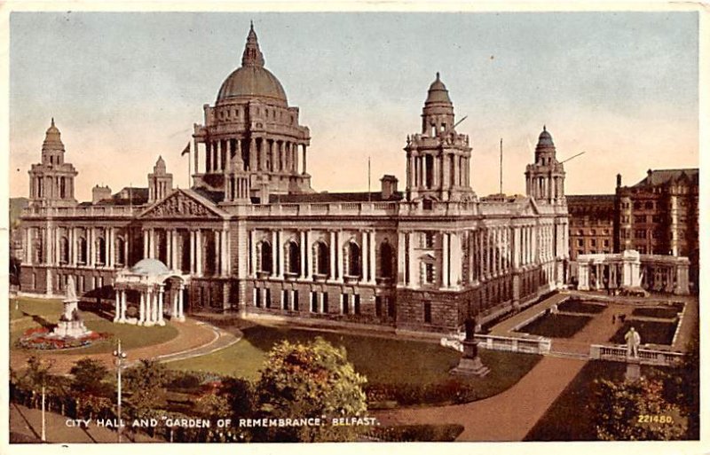 City Hall and Garden of Remembrance Belfast Ireland 1939 