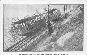 UNCANOONUG INCLINE RAILWAY CARS AT TURNOUT NEW HAMPSHIRE POSTCARD 1907