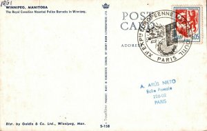 Canada Winnipeg Manitoba The Royal Mounted Police Barracks Chrome Postcard 08.68 