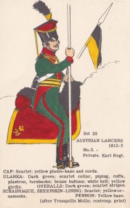 Austrian Private Lancer Karl Regiment Napoleonic War Uniform Postcard