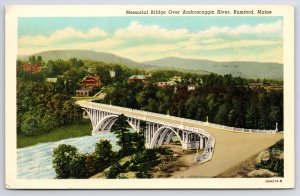 Rumford Maine~Memorial Bridge Over Androscoggin River~Teich 1930 Postcard
