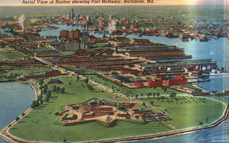 Vintage Postcard 1978 Aerial View of Harbor Fort McHenry Baltimore Maryland MD