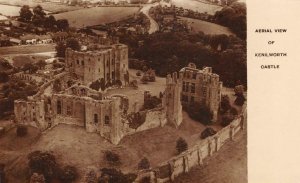 Aerial View of Kenilworth Castle, Warwickshire, England c1920s Vintage Postcard 