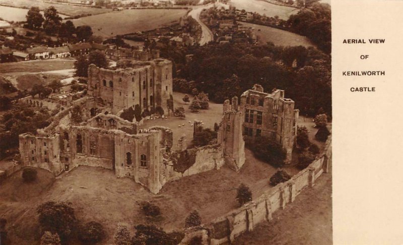 Aerial View of Kenilworth Castle, Warwickshire, England c1920s Vintage Postcard