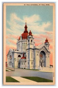 St Paul Cathedral St Paul Minnesota MN UNP Linen Postcard W6