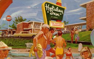 USA - Holiday Inn and Gulf Gasoline Station