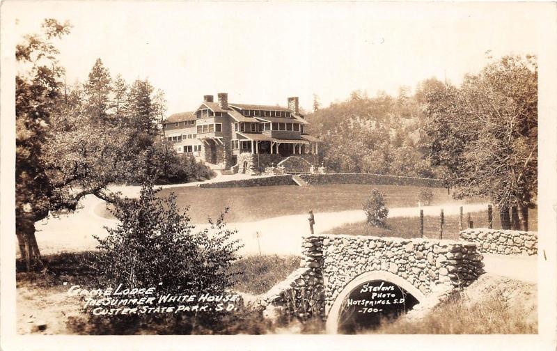 South Dakota SD Real Photo RPPC Postcard c1920 CUSTER STATE PARK Game Lodge 2