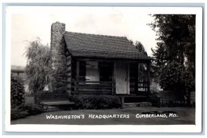 Cumberland Maryland MD Postcard RPPC Photo Washington's Headquarters c1930's