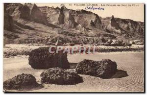 Villers sur Mer Old Postcard Cliffs dog jumping