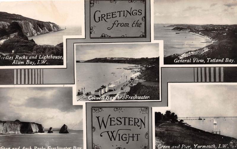 E27/ Yarmouth Isle of Wright U.K. Foreign Photo RPPC Postcard 5View ALum Bay