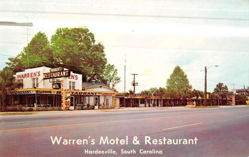 Hardeeville South Carolina Warrens Motel Street View Vintage Postcard K49627